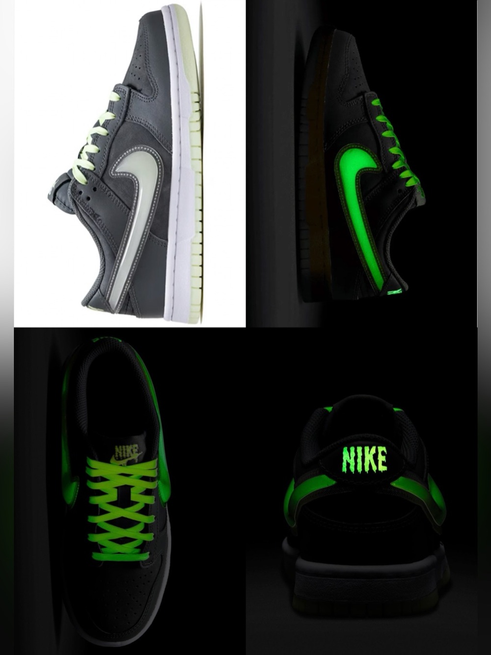 Nike Dunk Low Halloween Glow Dark Iron Grey HQ3569-068 W8 GS 6.5Y NIB No Lid